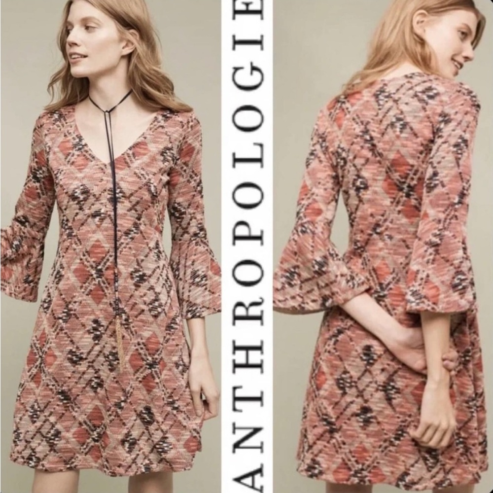 Maeve Anthropologie Dress Women's Small Erina Short Swing Knit Bell Sleeves